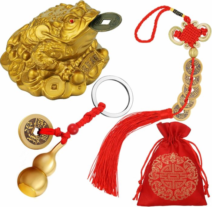 Grenouille d’argent porte-bonheur – Porte-clés Feng Shui (Jin Chan)
