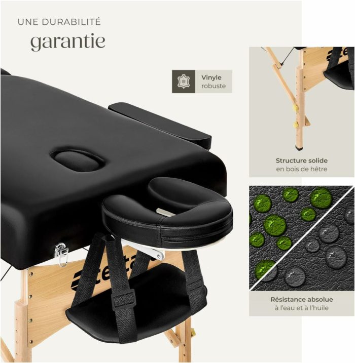 Table de massage pliante avec rembourrage épais, esthétique & ergonomique noir — Boutique Anderias