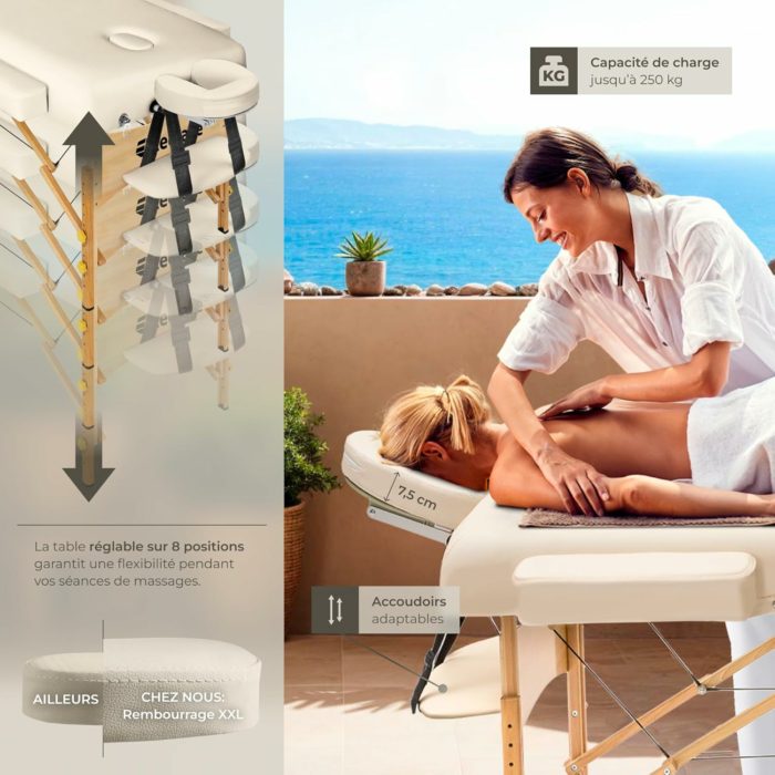 Table de massage pliante avec rembourrage épais, esthétique & ergonomique crème — Boutique Anderias