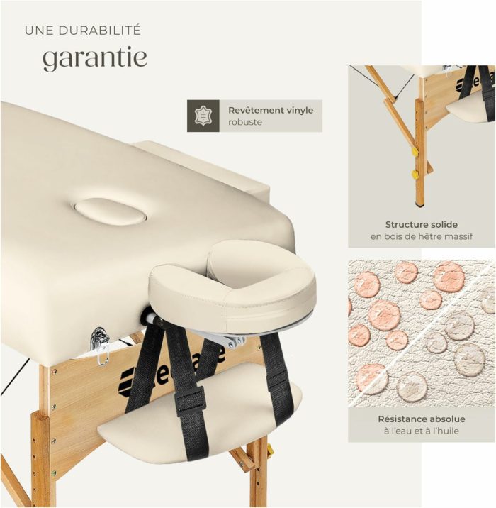 Table de massage pliante avec rembourrage épais, esthétique & ergonomique crème — Boutique Anderias
