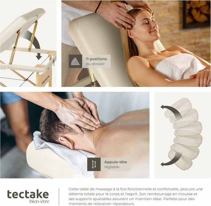Table de massage pliante avec rembourrage épais, esthétique & ergonomique crème — Boutique Anderias